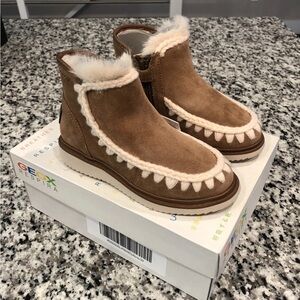 Geox J Thymar G. F Suede Fur Booties Ankle Boots Women Girls J944FF Size 10.5